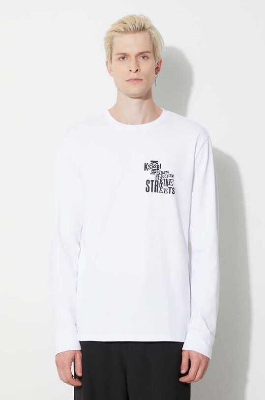 KSUBI longsleeve din bumbac print alb MFA23TE013