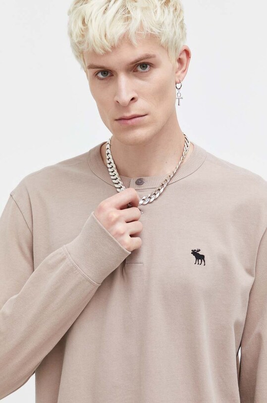 Abercrombie & Fitch longsleeve din bumbac uni bej KI124.3756.410