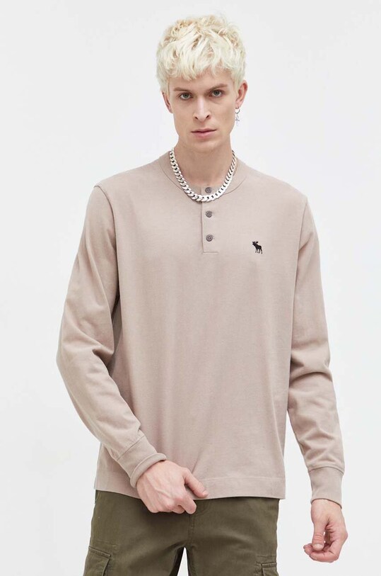Abercrombie & Fitch longsleeve din bumbac bej KI124.3756.410