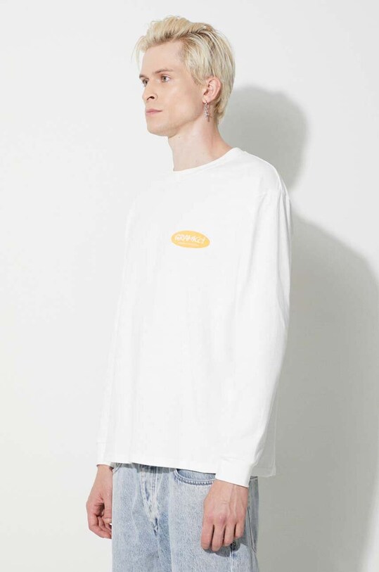 Bavlněné tričko s dlouhým rukávem Gramicci Original Freedom Oval Longsleeve Tee bílá G3FU.T072