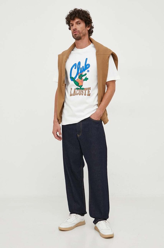 Lacoste bluza bawełniana SH2060 beżowy AW23