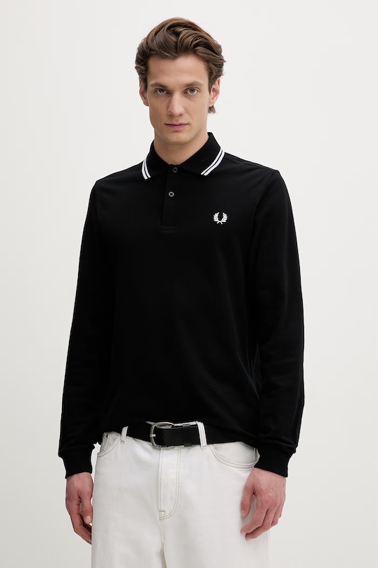 Fred Perry longsleeve din bumbac bumbac negru M3636.350