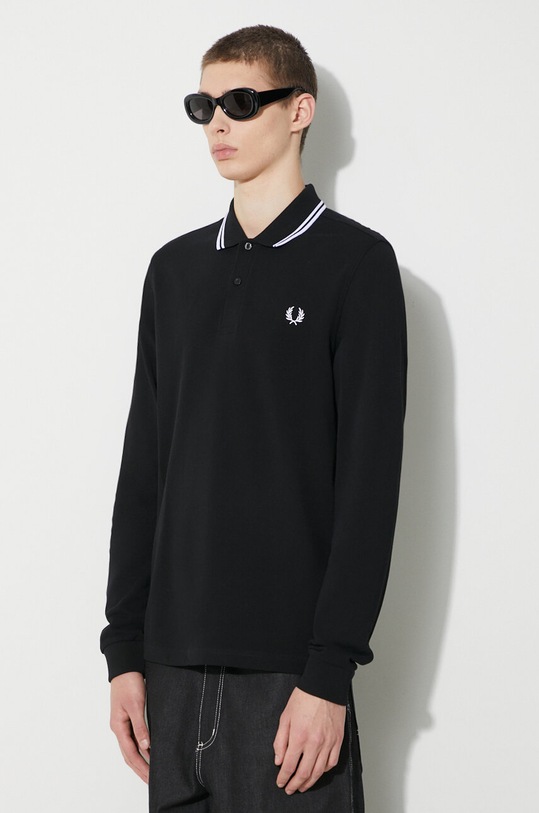 Pamučna majica dugih rukava Fred Perry crna M3636.350