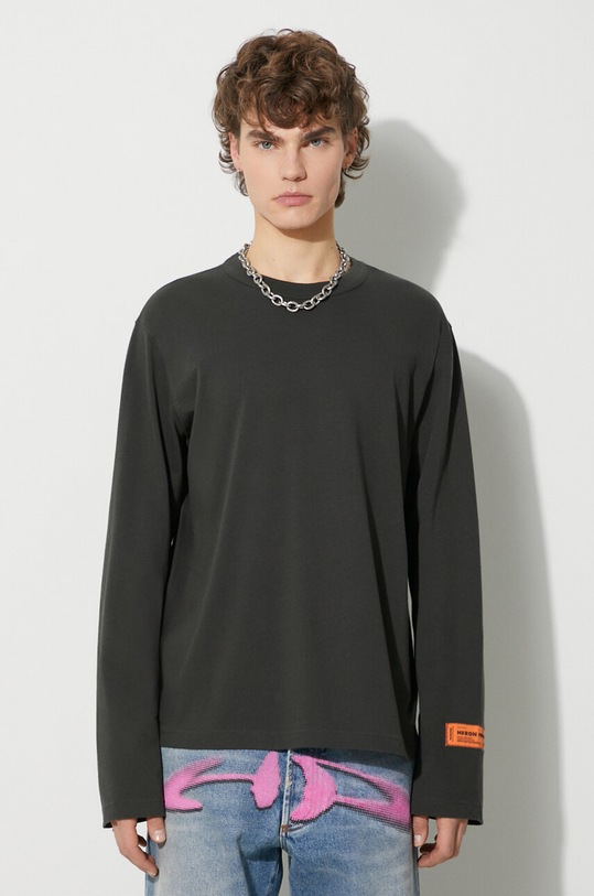 Heron Preston longsleeve bawełniany Ls Tee gładkie szary HMAB026F23JER0011000