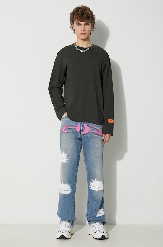 Heron Preston longsleeve bawełniany Ls Tee HMAB026F23JER0011000 szary AW23