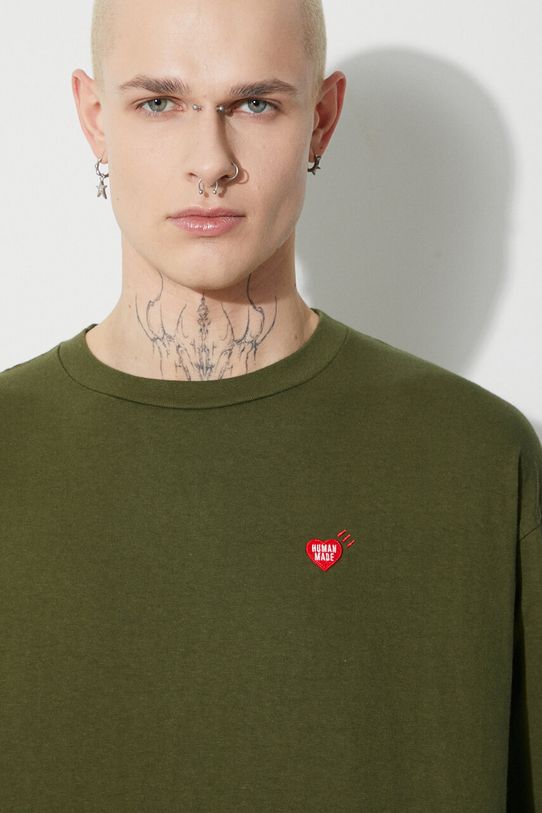 Бавовняний лонгслів Human Made Graphic HM26CS004 зелений