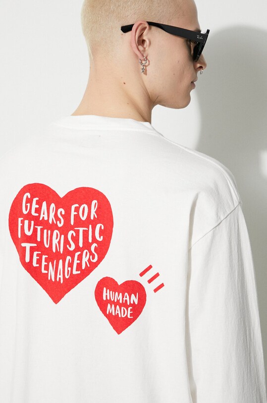 Human Made cotton longsleeve top Graphic HM26CS009 white