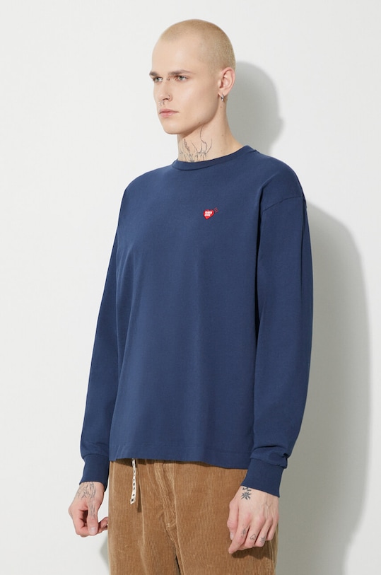 Дрехи Памучна блуза с дълги ръкави Human Made Graphic HM26CS009 тъмносин