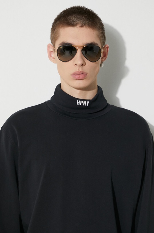 Heron Preston cotton longsleeve top Hpny Emb Rollneck HMAB027C99JER0021001 black