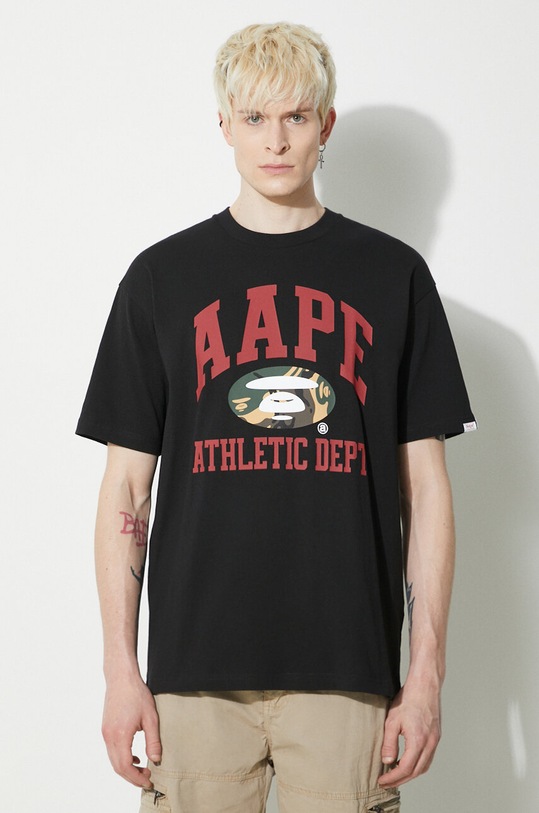 AAPE t-shirt bawełniany Aape College Theme Tee nadruk czarny ALT1390