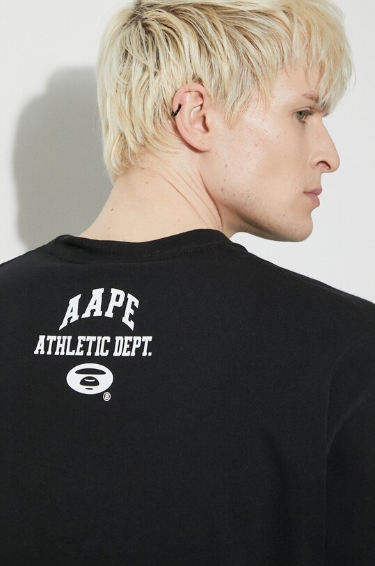 AAPE tricou din bumbac Aape College Theme Tee ALT1390 negru