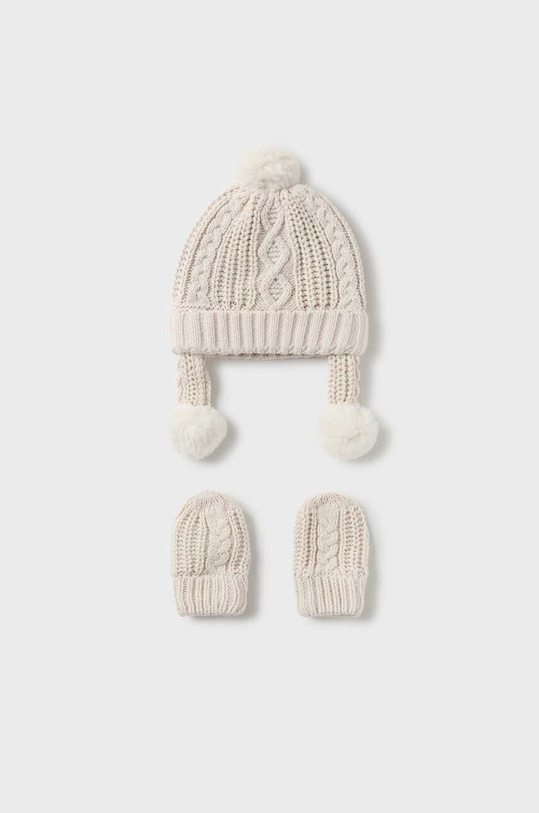 Mayoral Newborn gyerek sapka és kesztyű közepesen vastag bézs 9666.1L.Newborn.9BYX