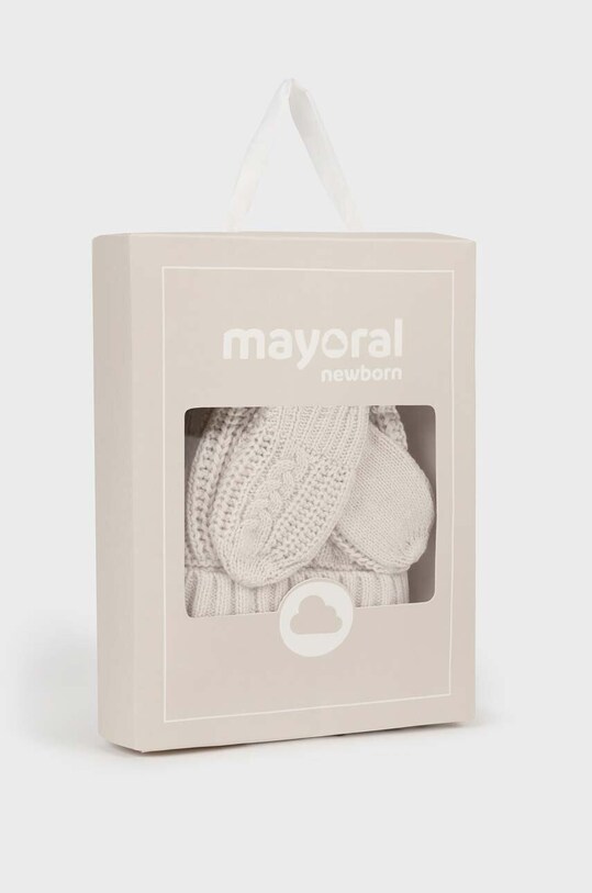 Detská čiapka a rukavice Mayoral Newborn béžová 9666.1L.Newborn.9BYX