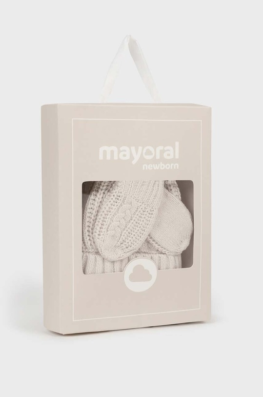 Mayoral Newborn gyerek sapka és kesztyű bézs 9666.1L.Newborn.9BYX