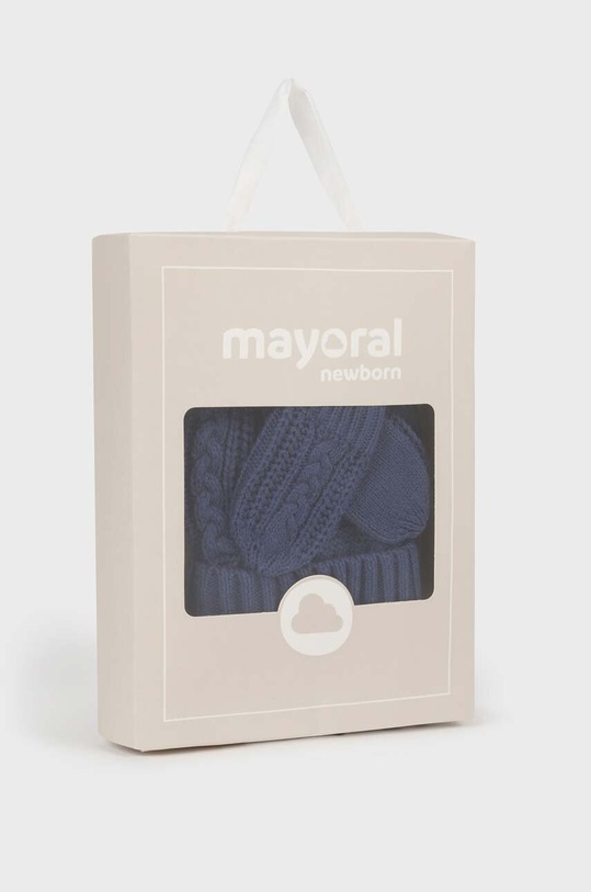 Mayoral Newborn czapka i rękawiczki dziecięce granatowy 9666.1L.Newborn.9BYX