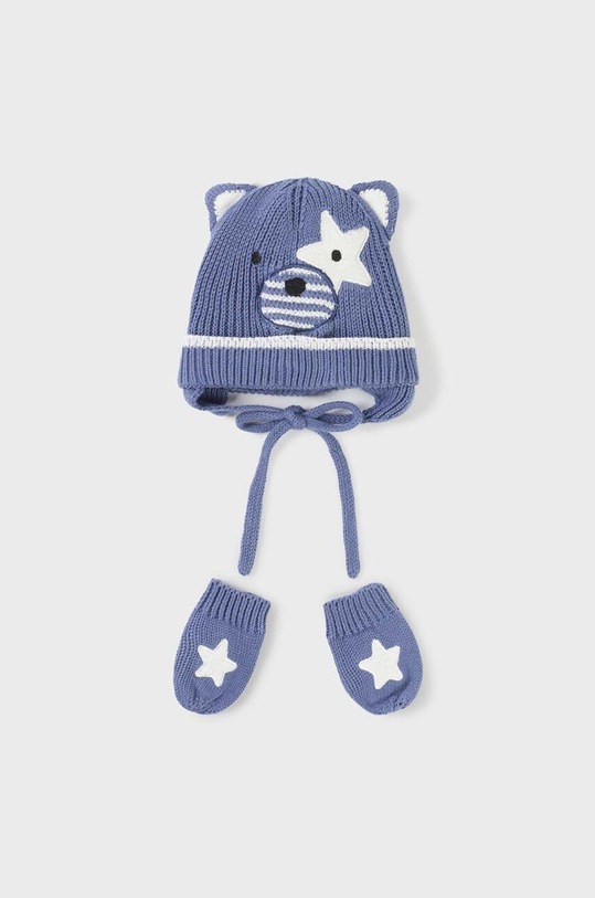 Mayoral Newborn czapka i rękawiczki dziecięce Gift box 9667.1N.Newborn.9BYX granatowy