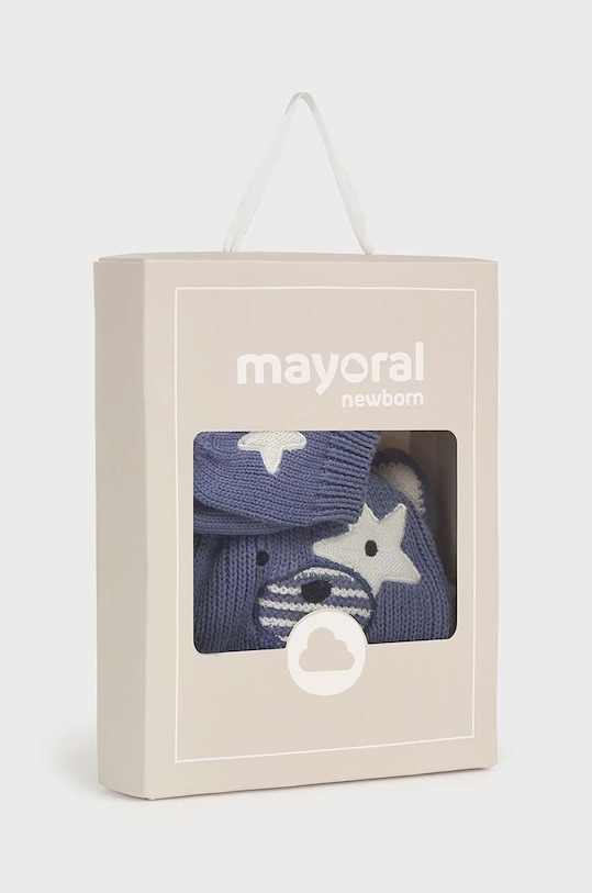 Mayoral Newborn czapka i rękawiczki dziecięce Gift box granatowy 9667.1N.Newborn.9BYX