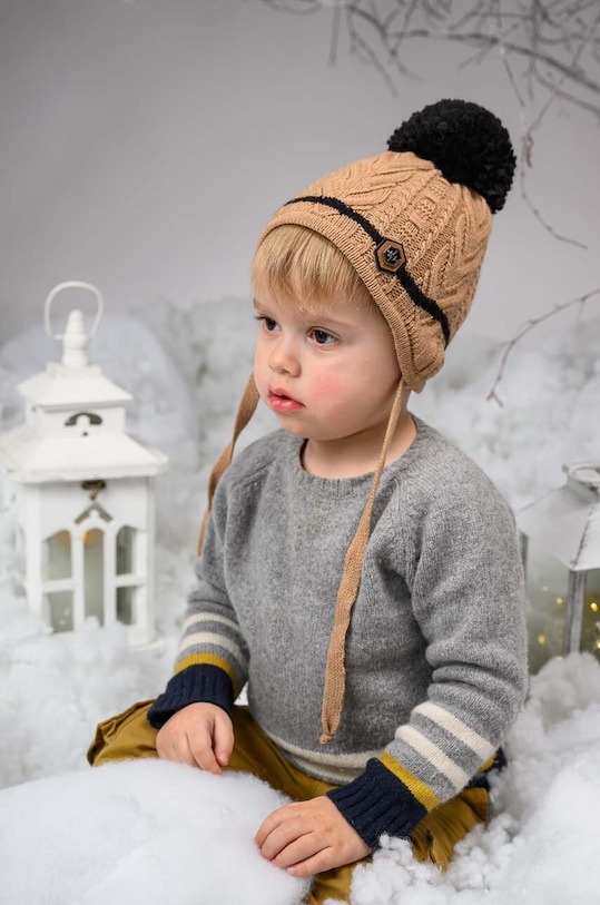 Detská čiapka Jamiks BIBI s prímesou vlny zelená BIBI.IV.Nakyci.JZG233.B