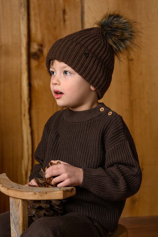 Παιδικός σκούφος από μείγμα μαλλιού Jamiks COLD II με μείγμα μαλλιού καφέ COLD.II.Nakyci.JZG216.B