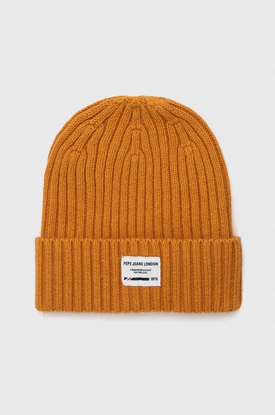 Pepe Jeans czapka z domieszką wełny dziecięca z domieszką wełny pomarańczowy PB040310