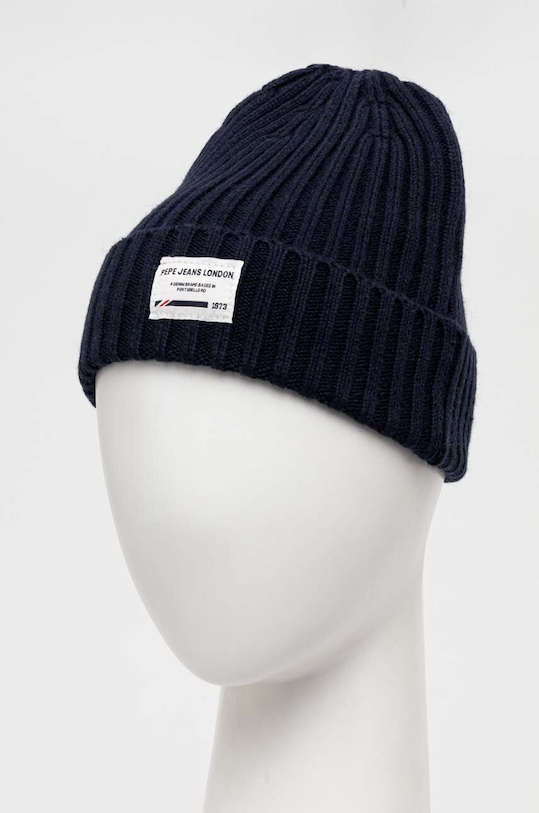 Pepe Jeans czapka z domieszką wełny dziecięca PB040310 granatowy AW23