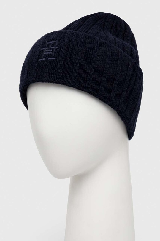 Tommy Hilfiger czapka z domieszką wełny AW0AW15153 granatowy AW23