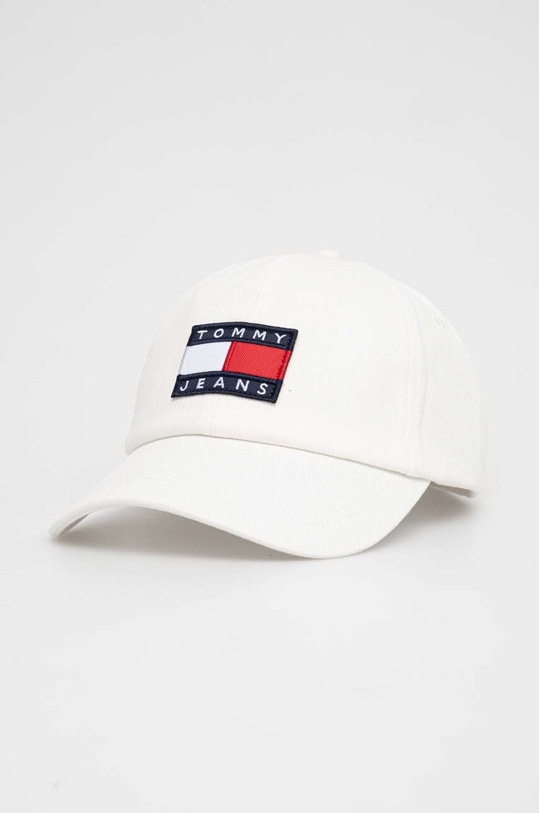 Tommy Jeans czapka z daszkiem bawełniana aplikacja biały AW0AW14992