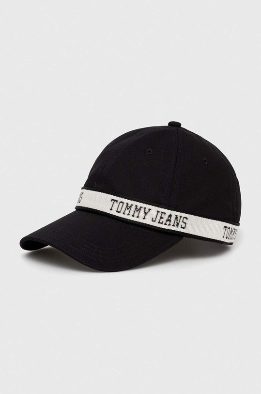 Tommy Jeans czapka z daszkiem bawełniana nadruk czarny AW0AW14995