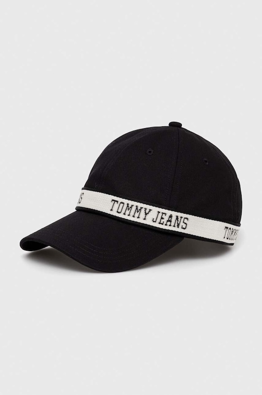 Tommy Jeans czapka z daszkiem bawełniana nadruk czarny AW0AW14995