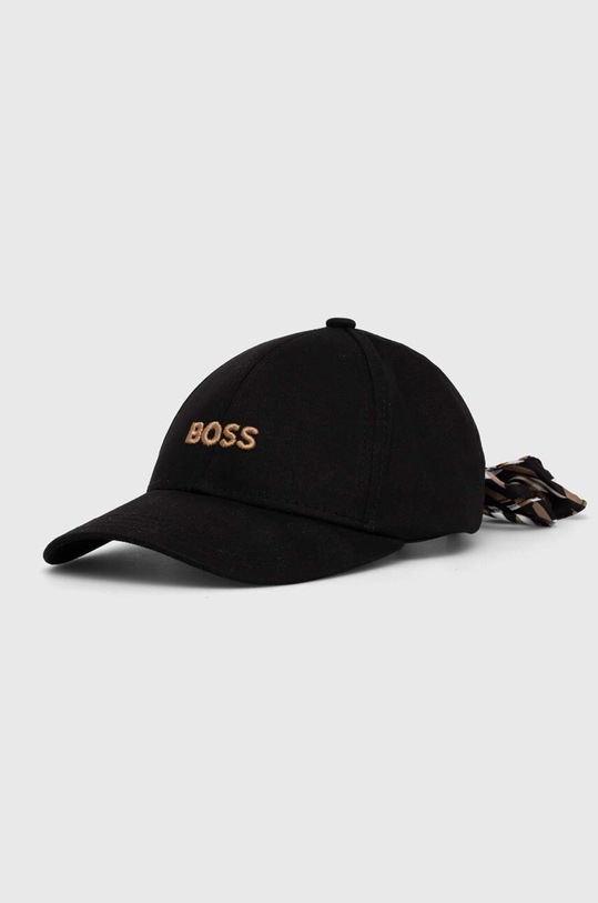 BOSS czapka z daszkiem bawełniana aplikacja czarny 50499524