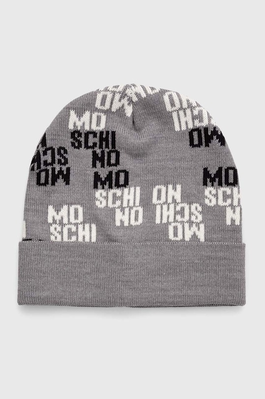 Moschino czapka wełniana wełna szary M5748.60098