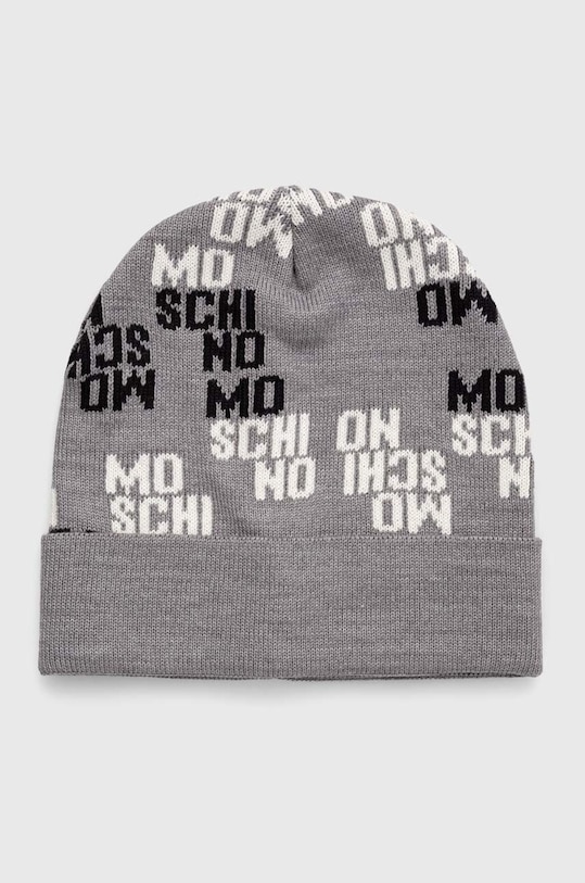Moschino czapka wełniana wełna szary M5748.60098