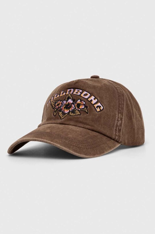 Billabong czapka z daszkiem bawełniana aplikacja brązowy UBJHA00299