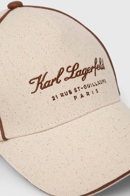Akcesoria Karl Lagerfeld czapka z daszkiem bawełniana 235W3404 beżowy