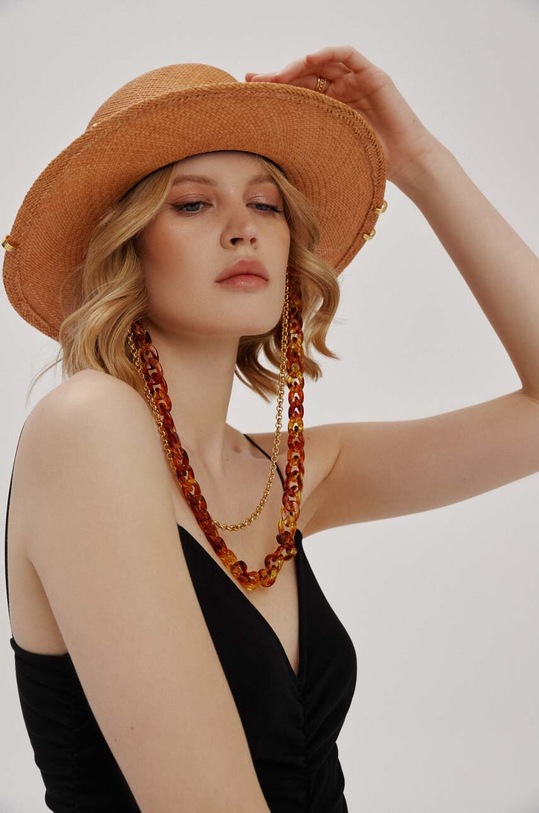 Akcesoria LE SH KA headwear kapelusz Brown Gold Canotier BrownGoldCanotier brązowy