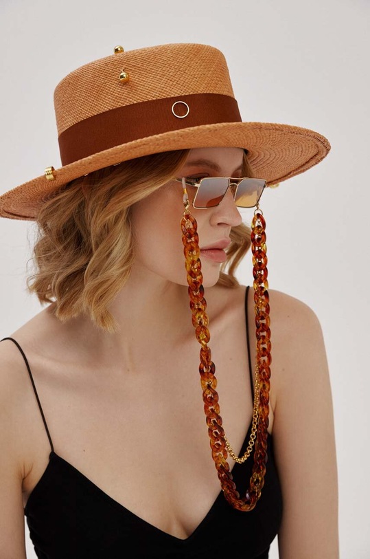 LE SH KA headwear kapelusz Brown Gold Canotier BrownGoldCanotier brązowy