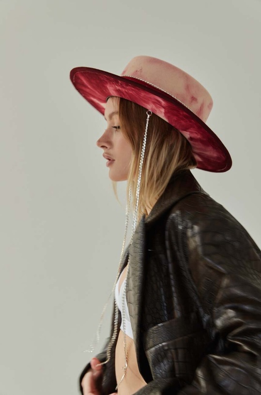 Akcesoria LE SH KA headwear kapelusz wełniany Silver Red SilverRed czerwony