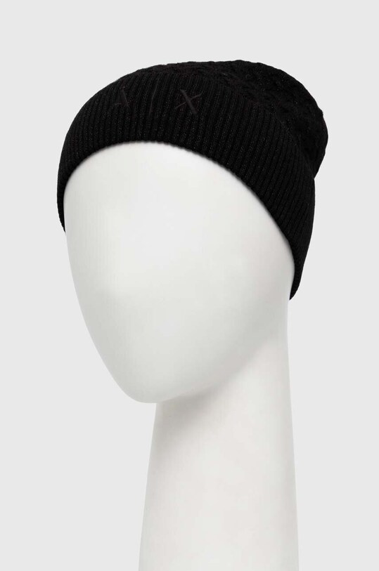 Akcesoria Armani Exchange czapka z domieszką wełny 944661.3F304 czarny