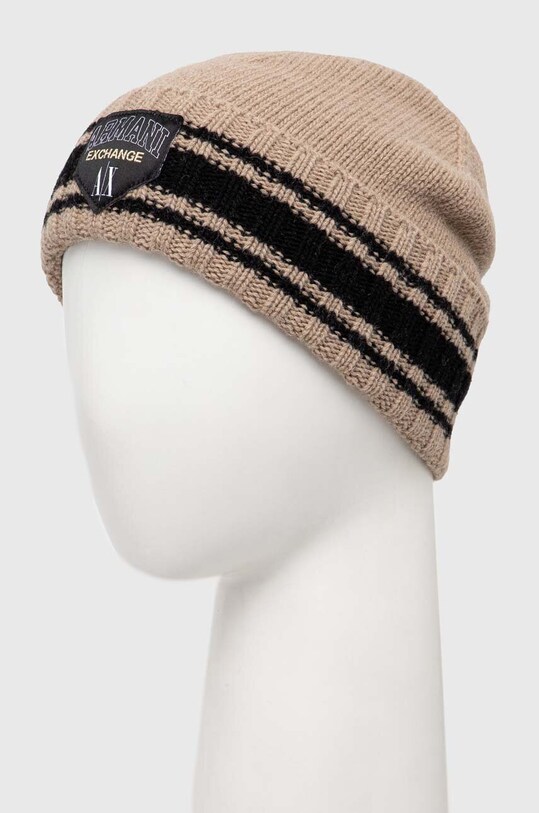 Armani Exchange czapka wełniana 944662.3F305 beżowy AW23