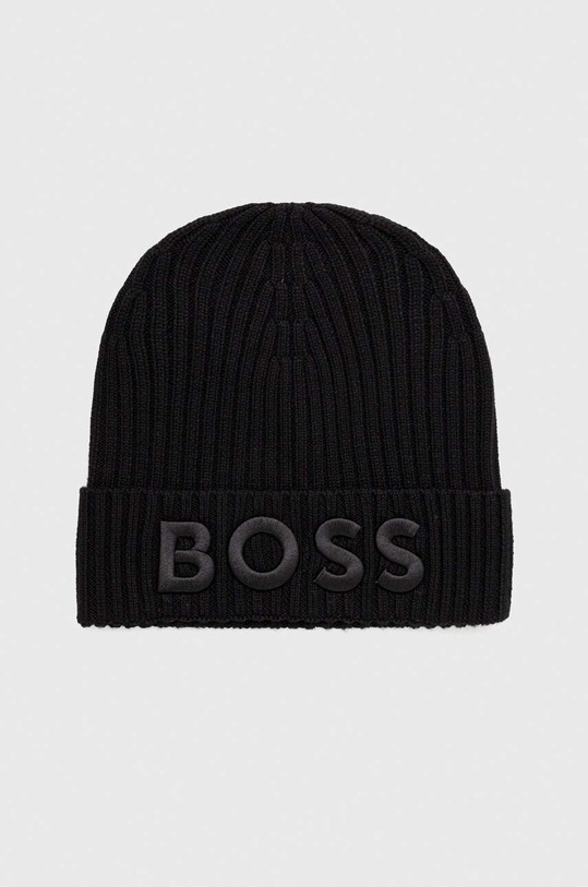 BOSS czapka wełniana wełna czarny 50497815