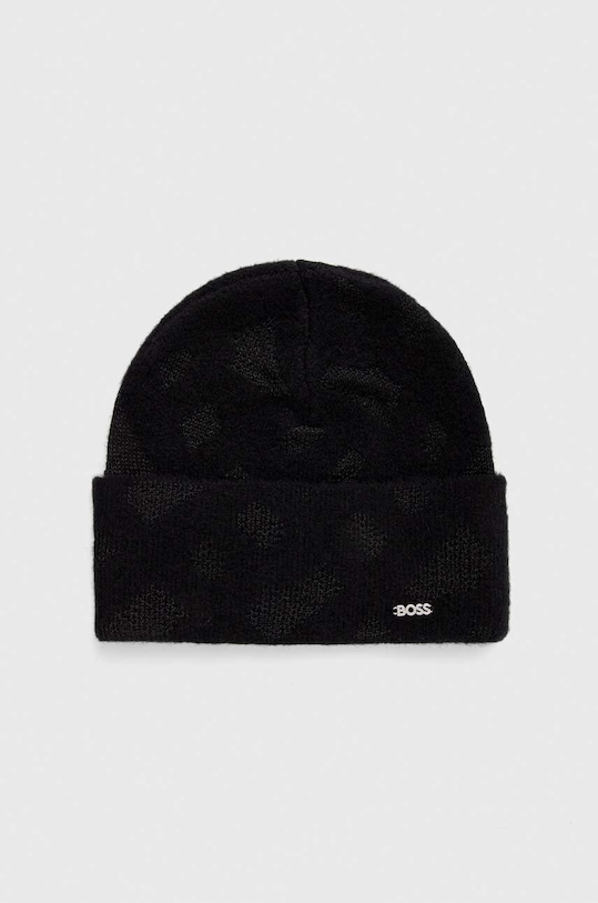BOSS czapka z domieszką wełny z domieszką wełny czarny 50501029