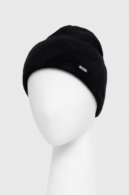 BOSS czapka z domieszką wełny 50501029 czarny AW23