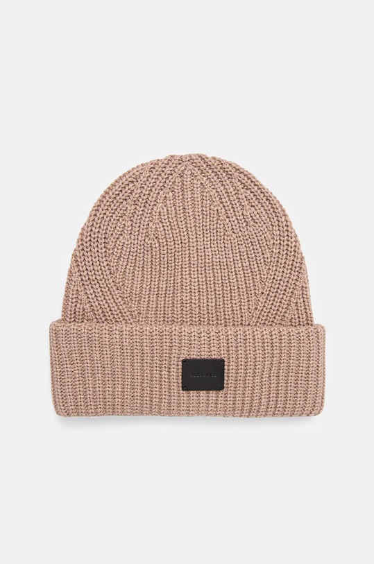 Čiapka s prímesou vlny AllSaints s prímesou vlny béžová AS101343