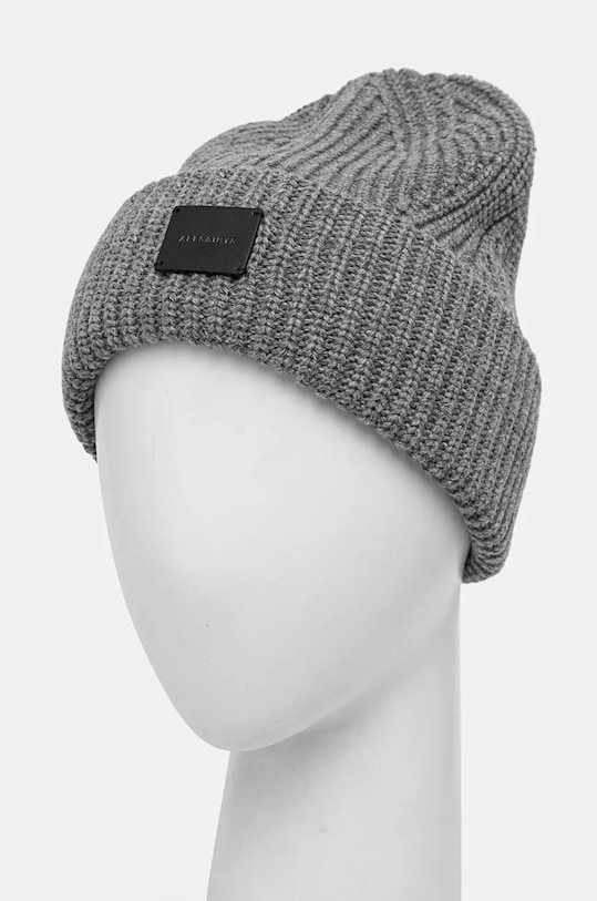 Шапка з домішкою вовни AllSaints AS101343 сірий AW24