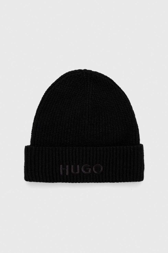 Σκουφί από μείγμα μαλλιού HUGO με μείγμα μαλλιού μαύρο 50500970