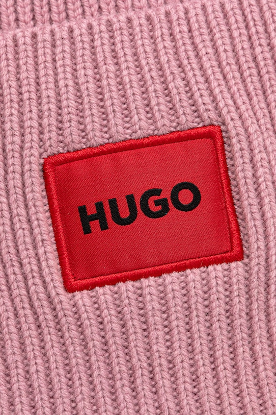 HUGO czapka wełniana 50502579 różowy AW25