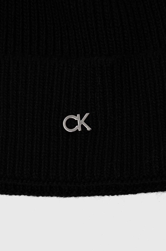Σκούφος και κασκόλ από μείγμα μαλλιού Calvin Klein K60K611331 μαύρο