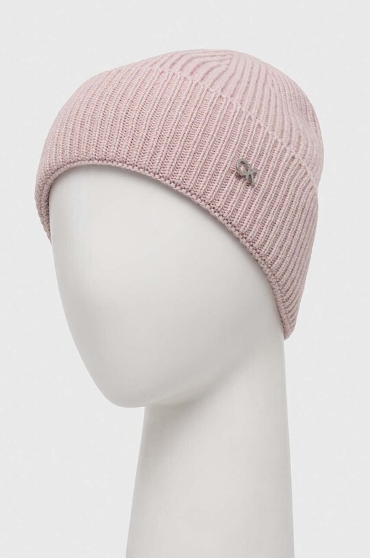 Calvin Klein czapka z domieszką kaszmiru K60K610214 różowy AW23
