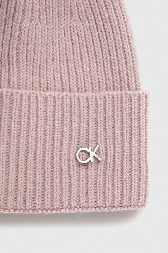 Akcesoria Calvin Klein czapka z domieszką kaszmiru K60K610214 różowy