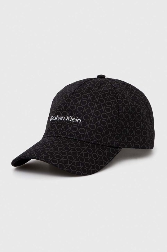 Βαμβακερό καπέλο του μπέιζμπολ Calvin Klein βαμβάκι μαύρο K60K611152